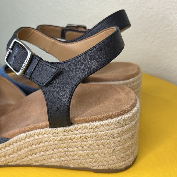 Excellent Vionic Sable Women's 9.5 Platform Wedge Summer Sandal Denim Black - Picture 3 of 13
